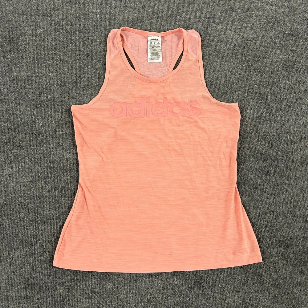 Adidas Tank Top Womens Size S Pink Climalite Racerback Athletic Logo Fair Flaw